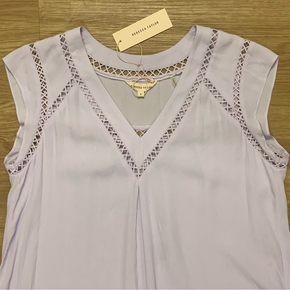 NWT Rebecca Taylor Sleeveless Blouse Top Wild Orchid Light Purple Size 6 - Picture 4 of 9